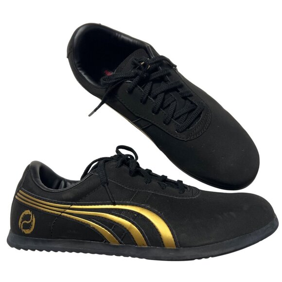 Mens 8.5 Tai Chi Shoes Black & Gold Do-Win - Picture 1 of 10